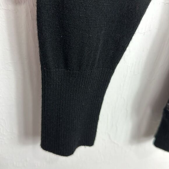 Tahari Sequin Front V-neck Viscose Blend Cardigan Sweater In Black Size M - Picture 4 of 10